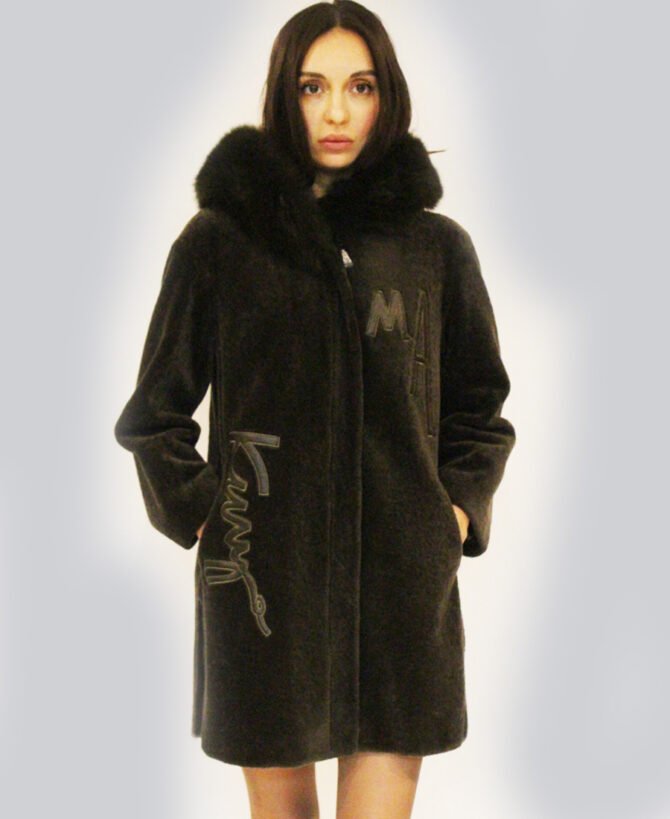 Hooded Fox-Fur Coat letters front J-567