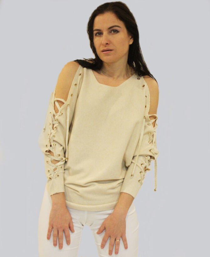 Lace-Up Sleeves Sweater SW-0647