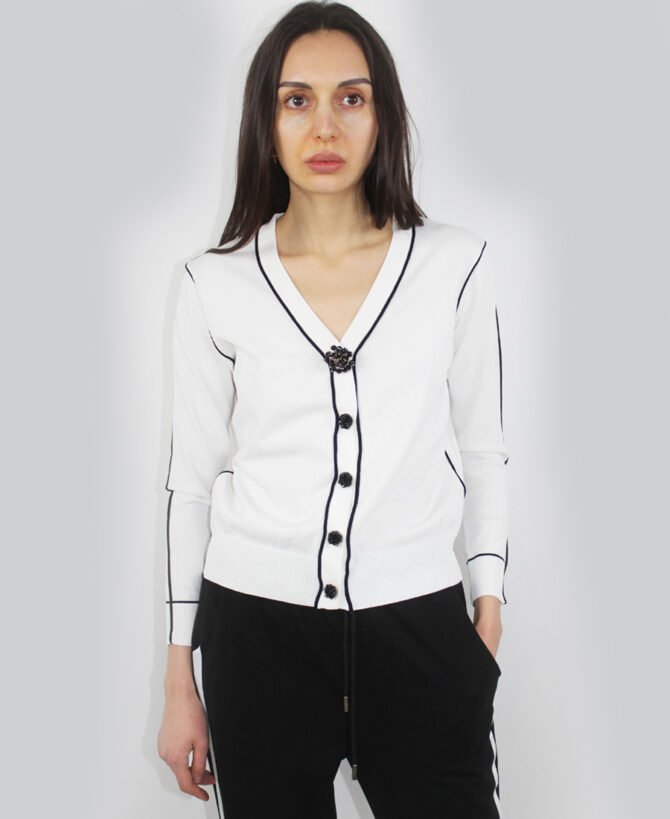 Contrast Piping Knit Cardigan – SW-6317