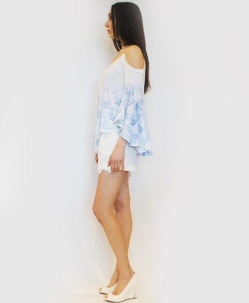 Cold-Shoulder Bell Sleeve Top ST-703