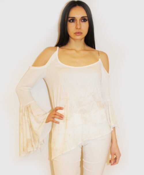 Cold-Shoulder Bell Sleeve Top ST-703