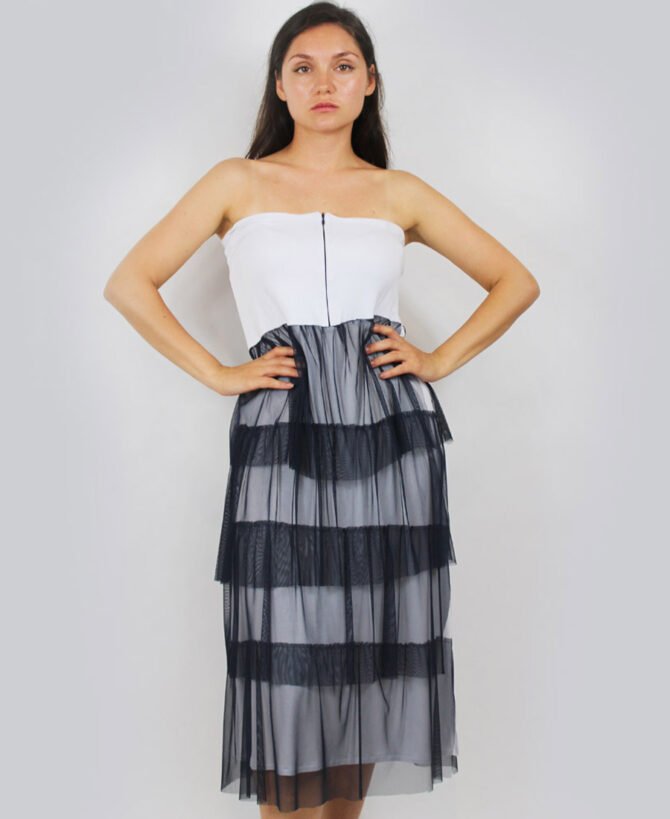 White Skirt with Navy Layers ST-046