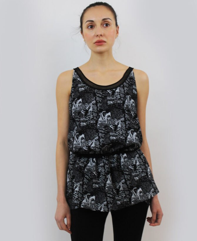 Black and White Pattern Tank ST-7410