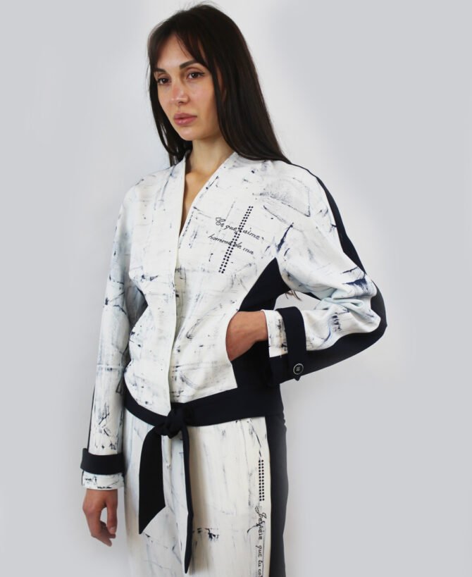 Contrast Tie Waist Jacket SJ-765