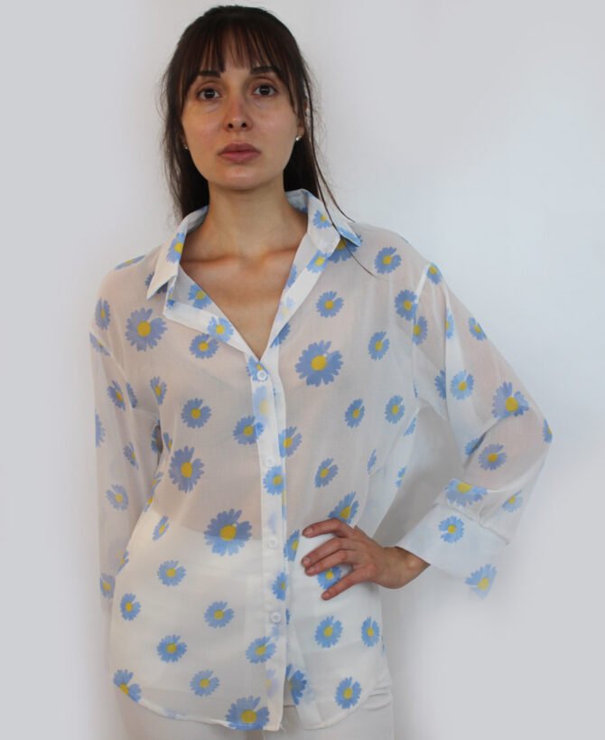 Beaded Daisy Button Down Blouse ST-823