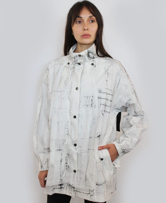 White black cotton print jacket SJ-72