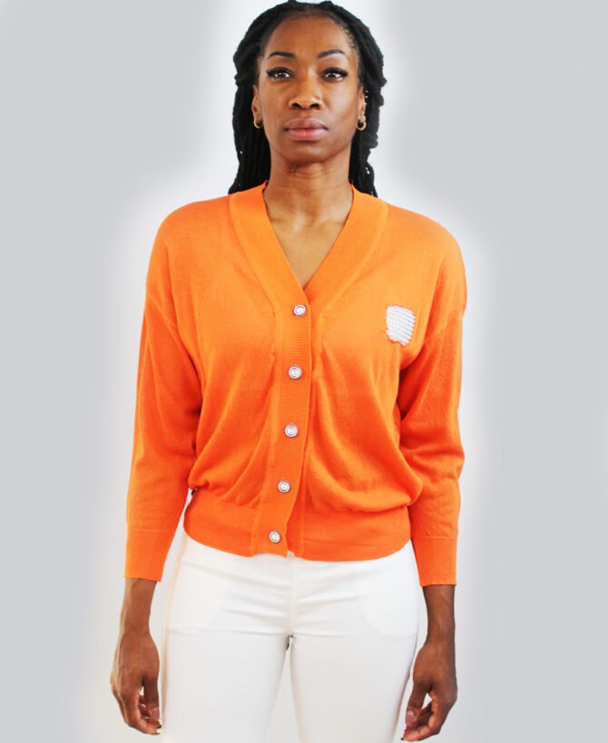 Button Up Cardigan with Diamond Patch SL-141