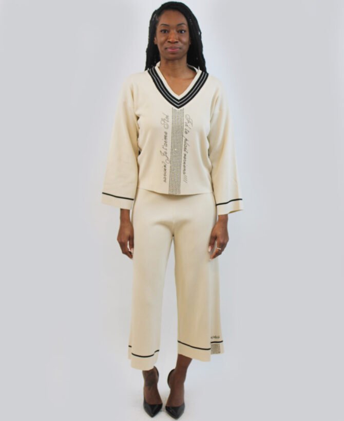 Beige Set with Diamonds and Script SL-264