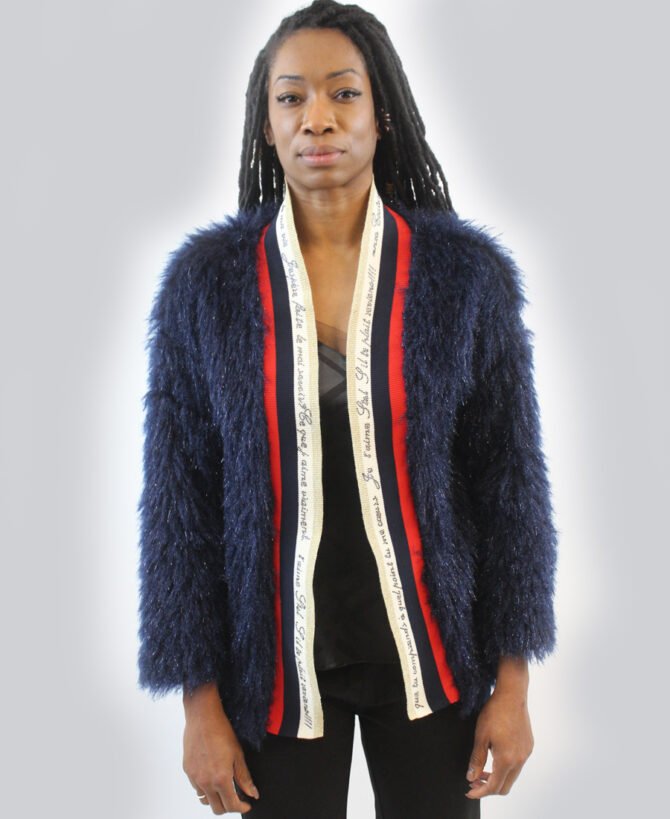 Navy fur coat SL-280