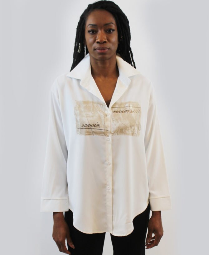 Button down blouse with gold ST-99